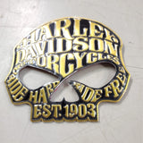GOLD AND BLACK HARLEY DAVIDSON SKULL STICKER/EMBLEM
