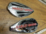 Genuine Harley Gas Tank Emblems Badges Knucklehead 1940-1946 Chrome red OEM New!