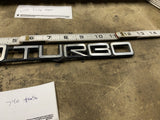 Volvo 740 Turbo Rear Emblem Badge Black Silver Plastic 11 Inch