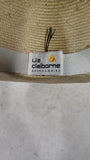 Vintage 1990s Liz Claiborne Straw Sun Hat Wide Brim Ribbon Bow Mesh Veil