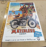 Vtg 1953 Matchless Clubman Poster Motorcycle Drake Frobisher England British