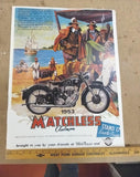 Vtg 1953 Matchless Clubman Poster Motorcycle Drake Frobisher England British
