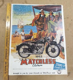 Vtg 1953 Matchless Clubman Poster Motorcycle Drake Frobisher England British