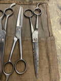 Vtg Barber Tool Lot Shears Straight Razors Brush Williams Soap Carry Pouch Antiq