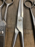 Vtg Barber Tool Lot Shears Straight Razors Brush Williams Soap Carry Pouch Antiq