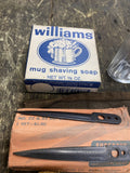 Vtg Barber Tool Lot Shears Straight Razors Brush Williams Soap Carry Pouch Antiq