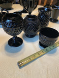 Vtg Tiara Gothic Black Diamond Point Amethyst Hobnail Vase Goblet Glassware Dish