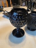 Vtg Tiara Gothic Black Diamond Point Amethyst Hobnail Vase Goblet Glassware Dish
