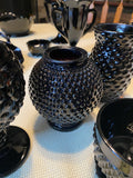 Vtg Tiara Gothic Black Diamond Point Amethyst Hobnail Vase Goblet Glassware Dish