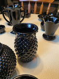 Vtg Tiara Gothic Black Diamond Point Amethyst Hobnail Vase Goblet Glassware Dish
