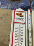 Vtg Carpenter Crown Coach Metal Thermometer School bus Sign Advertising Display