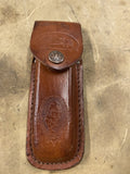 Case XX 6265 SS Folding Hunting Knife Brown Wood Handle 2 Blades Leather sheath