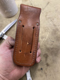 Case XX 6265 SS Folding Hunting Knife Brown Wood Handle 2 Blades Leather sheath