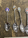 Lot of 9 Vintage Souvenir Spoons Enamel Crests Germany Denmark Italy Stads USA