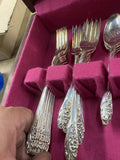 Community Silver Plate Flatware Set Ballad Country Lane  Chest Box Fancy Guest