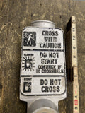 Vintage Cast Aluminum Pedestrian Crossing Sign Push Button Mount NOS Pole mount
