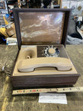 NOS Deco-Tel Rotary Dial Desk Telephone Woodgrain Box Vintage Hunting Dog Resin