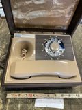 NOS Deco-Tel Rotary Dial Desk Telephone Woodgrain Box Vintage Hunting Dog Resin