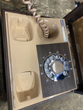NOS Deco-Tel Rotary Dial Desk Telephone Woodgrain Box Vintage Hunting Dog Resin