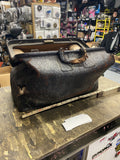 Vtg Large Leather Doctor Bag Metal Frame Medical Antique 1890's Luggage carry