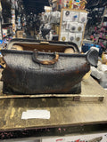 Vtg Large Leather Doctor Bag Metal Frame Medical Antique 1890's Luggage carry
