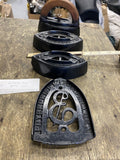 1800's Antique Enterprise Cast Iron Sad Iron Lot Trivet Philadelphia Script Logo