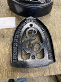 1800's Antique Enterprise Cast Iron Sad Iron Lot Trivet Philadelphia Script Logo