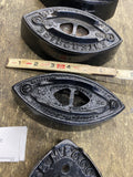 1800's Antique Enterprise Cast Iron Sad Iron Lot Trivet Philadelphia Script Logo