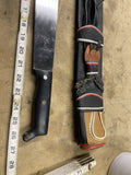 Vtg 50's  Garza No. 721 Machete Hand tooled Fancy Leather Sheath - 26" Blade NOS
