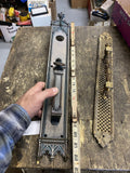 Ornate Victorian Gothic Metal Door plate Escutcheon Swing Draft Cover Handle Vtg