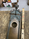 Ornate Victorian Gothic Metal Door plate Escutcheon Swing Draft Cover Handle Vtg