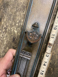 Ornate Victorian Gothic Metal Door plate Escutcheon Swing Draft Cover Handle Vtg