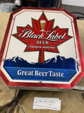 Vtg Black Label Beer Sign Light Canadian Heritage Collectible Breweriana Adverti