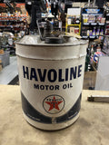 Vintage Havoline Texaco 5 Gallon Motor Oil Can Spout Metal Petroliana Advertisin