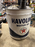 Vintage Havoline Texaco 5 Gallon Motor Oil Can Spout Metal Petroliana Advertisin