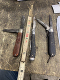Vtg Lot Electrician Pocket Knife 2 Blade Folding Wood Handle Holub Sabre Monarch