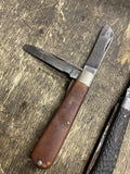 Vtg Lot Electrician Pocket Knife 2 Blade Folding Wood Handle Holub Sabre Monarch