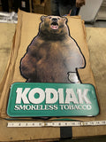 Vtg Kodiak Tobacco Tin Metal Sign Bear 25" Advertising Man Cave Garage NOS Snuff