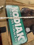 Vtg Kodiak Tobacco Tin Metal Sign Bear 25" Advertising Man Cave Garage NOS Snuff