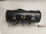 Leather Tool Roll Fork Bag Harley Motorcycle 11x5 Braided Concho VTX Sportster
