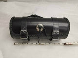 Leather Tool Roll Fork Bag Harley Motorcycle 11x5 Braided Concho VTX Sportster
