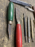 Vtg Leather Craft  Working Tool Lot Osborne Skife Knife Strop Modeling Stylus