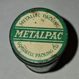 Vtg 2" Goodsell Metalpac Metallic Water Pump Packing Tin Automobile Truck Sign