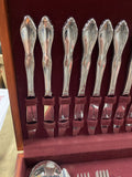 Silverplate Silverware Flatware Set Wooden Chest Oneida Ltd Vintage Ornate Flora