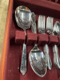Silverplate Silverware Flatware Set Wooden Chest Oneida Ltd Vintage Ornate Flora