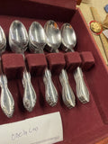 Silverplate Silverware Flatware Set Wooden Chest Oneida Ltd Vintage Ornate Flora