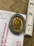 Vintage Gold Tone Nautical Sailboat Revolving Keychain Necklace Pendant Jewelry
