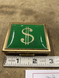 Vintage Gold Tone Tin Change Box Petty Cash Coins Compact Pocket Money clip coll