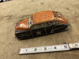 Vintage 1940s Litho Police Friction Windup Tin Toy Car Lupo Metal no. 7 USA NY