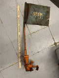 30's railroad track STOP sign flag Sign Clamp on Switch Antique RR 2 sided Decor
